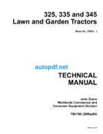 325 335 and 345 Lawn and Garden Tractors Technical Manual (TM1760)