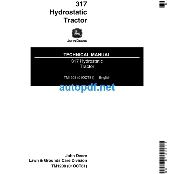 317 Hydrostatic Tractor Technical Manual (TM1208)