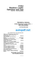 315SJ Backhoe Loader Operation and Test Technical Manual Serial No-BE315SJ300868