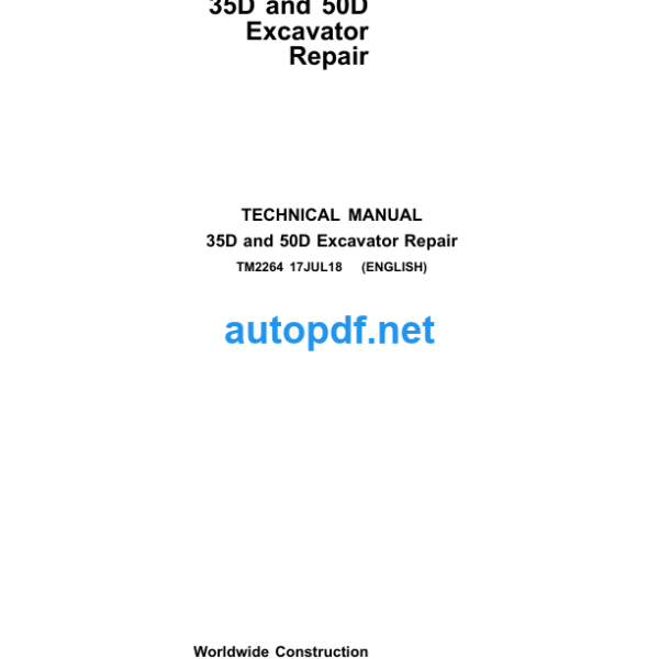 35D and 50D Excavator Repair Technical Manual (TM2264)