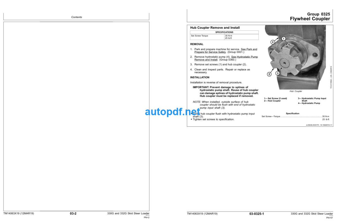 330G and 332G Skid Steer Loader Repair Technical Manual (TM14063X19)