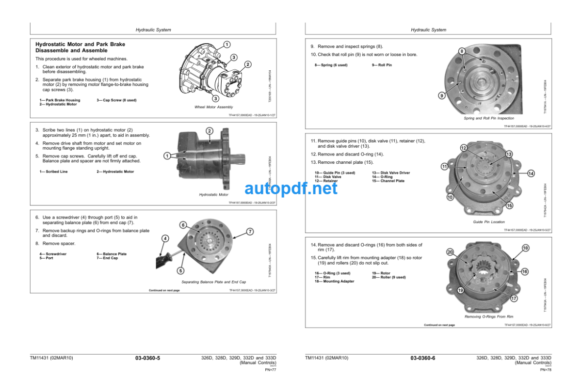 326D, 328D, 329D, 332D and 333D Skid Steer Loader Repair (Manual Controls) Technical Manual