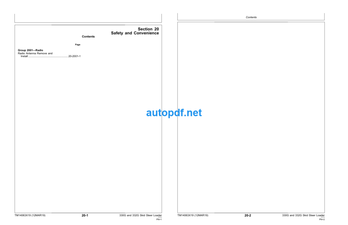 330G and 332G Skid Steer Loader Repair Technical Manual (TM14063X19)