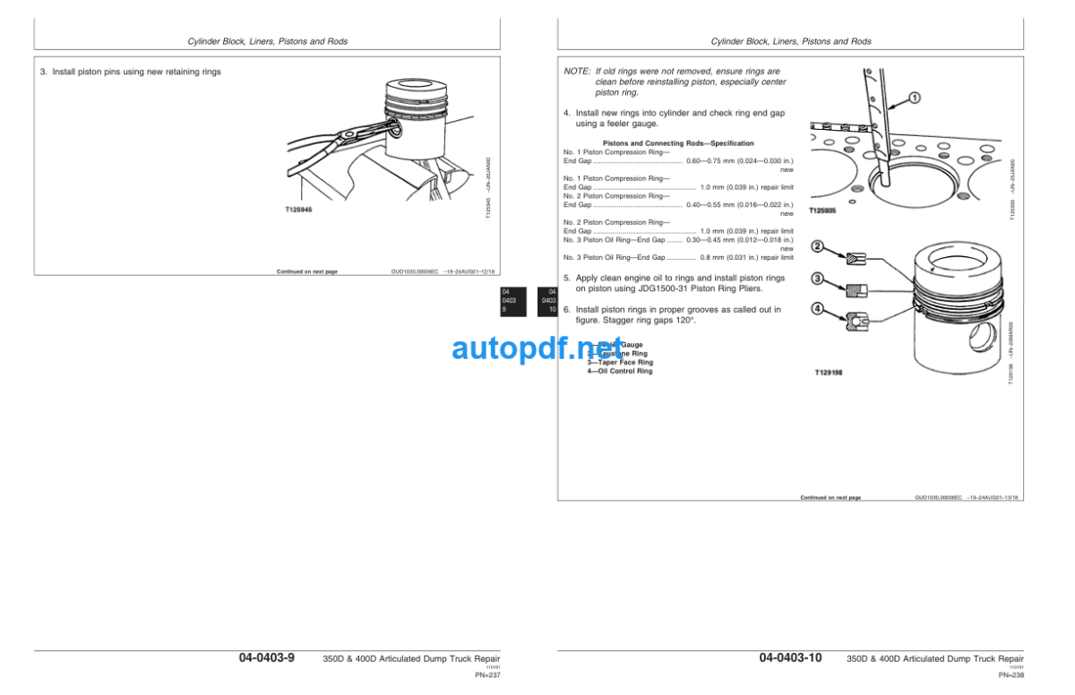 350D and 400D Articulated Dump Truck Operation and Tests Technical Manual