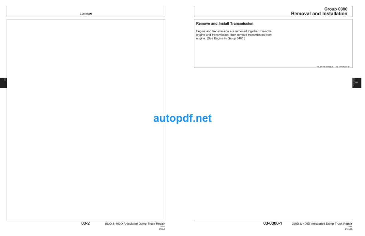 350D and 400D Articulated Dump Truck Operation and Tests Technical Manual