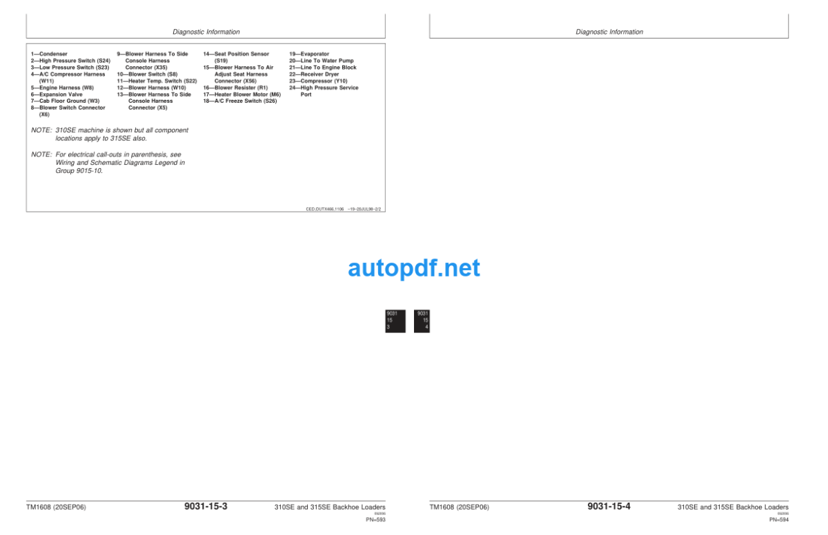 310SE and 315SE Backhoe Loaders Operation and Test Technical Manual