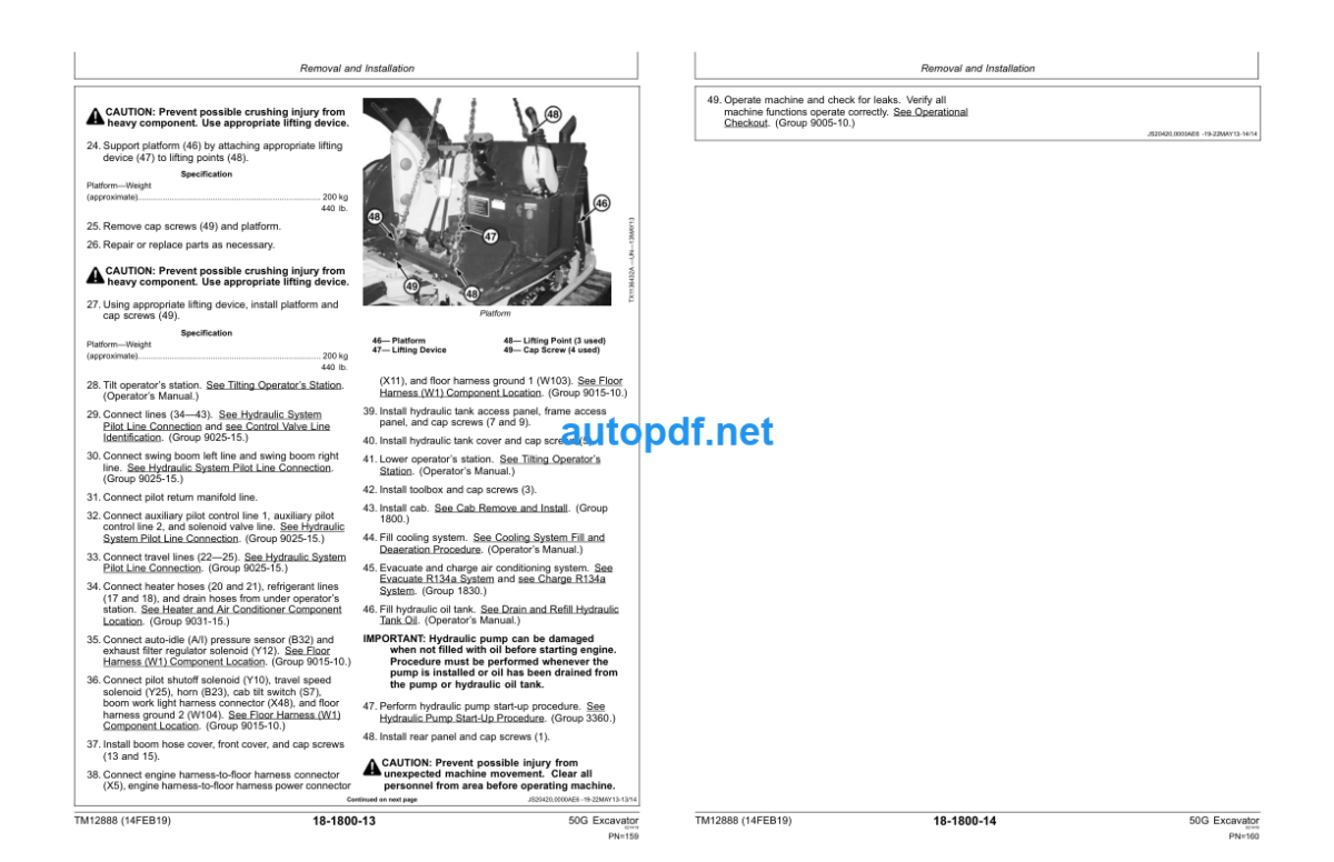 50G Excavator Repair Technical Manual (TM12888)