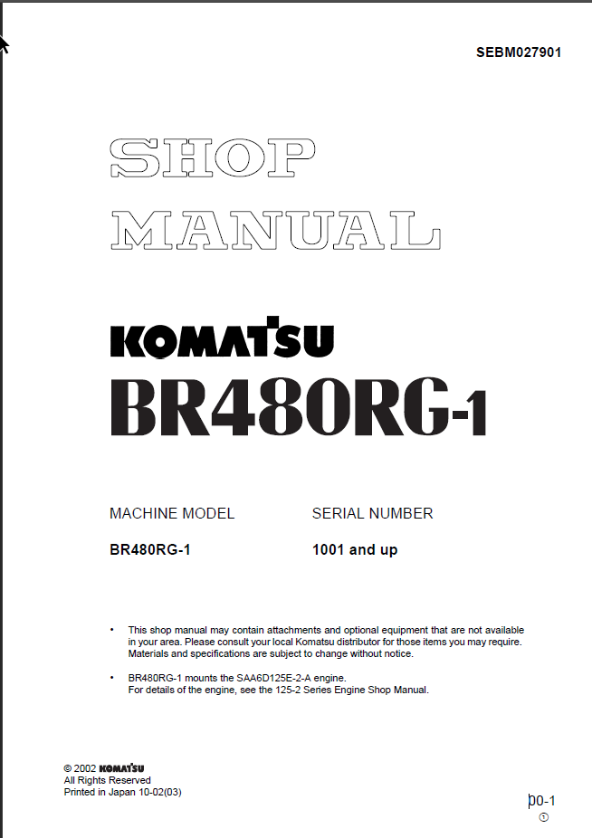 BR480RG-1 Shop Manual