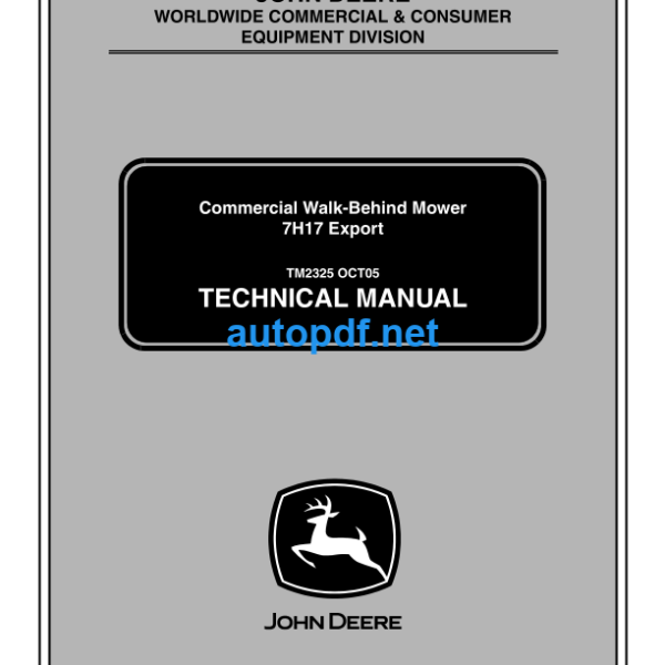 7H17 Export Commercial Walk-Behind Mower Technical Manual (TM2325)