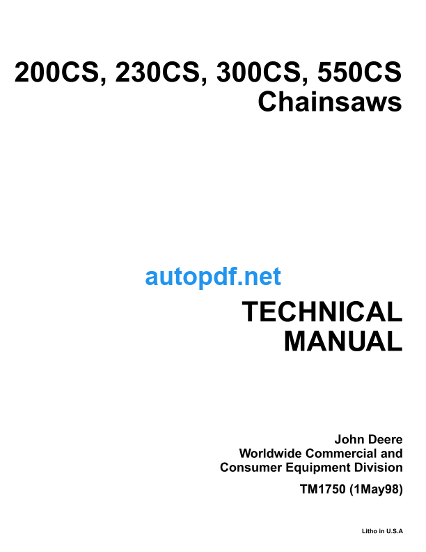 200CS 230CS 300CS 550CS Chainsaws Technical Manual (TM1750)