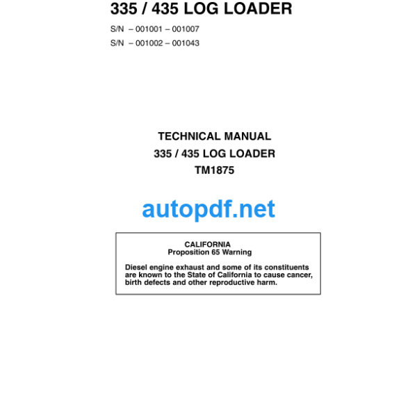 335 435 Log Loader Technical Manual (TM1875)