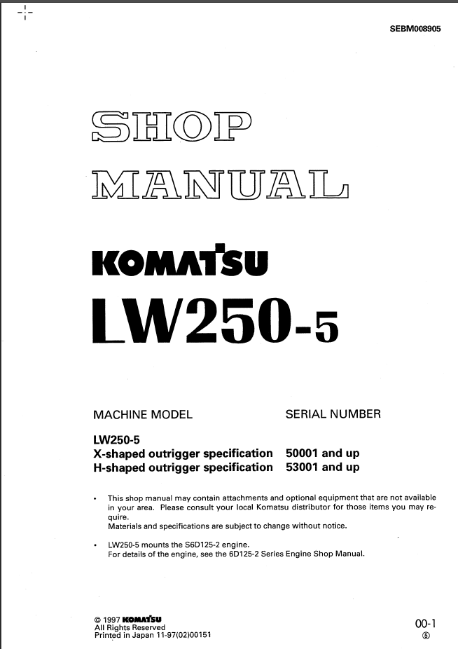 LW250-5 Shop Manual