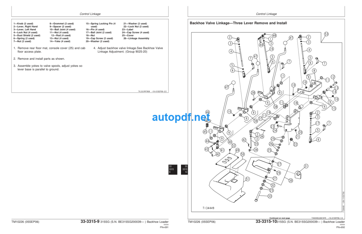 315SG (SN BE315SG200039— ) Backhoe Loader Repair Technical Manual