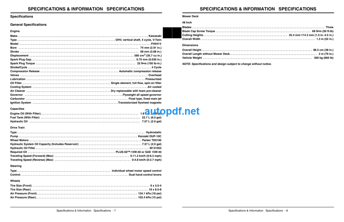 7H17 Export Commercial Walk-Behind Mower Technical Manual (TM2325)