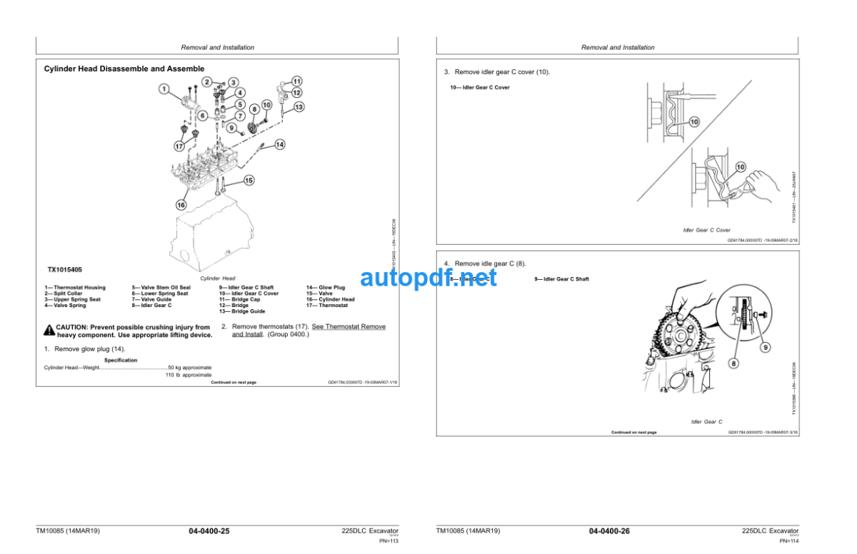 225DLC Excavator Repair Technical Manual (TM10085)