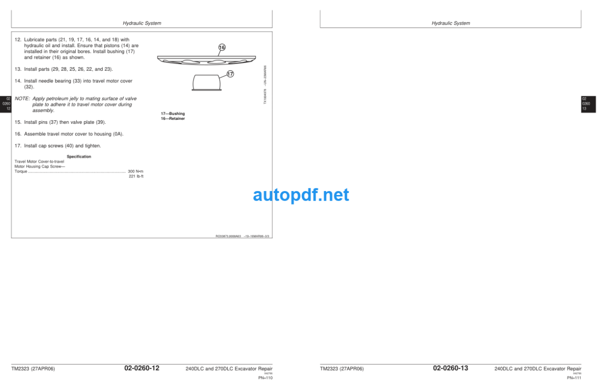 240DLC and 270DLC Excavator Repair Technical Manual