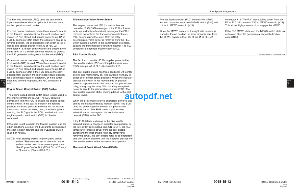 310SJ Backhoe Loader Operation and Test Technical Manual TM10131 02OCT07