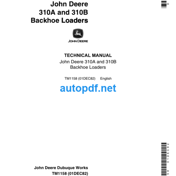 310A and 310B Backhoe Loaders Technical Manual