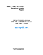 300D 310D and 315D Backhoe Loader Repair Technical Manual (TM1497)