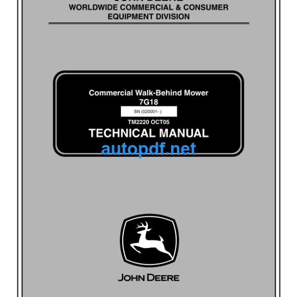 7G18 Commercial Walk-Behind Mower Technical Manual (TM2220)