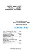 310SG, 315SG Backhoe Loader Technical Manual