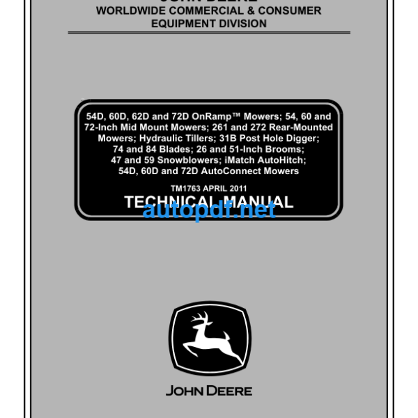 54D 60D and 72D Series Mowers Technical Manual (TM1763)