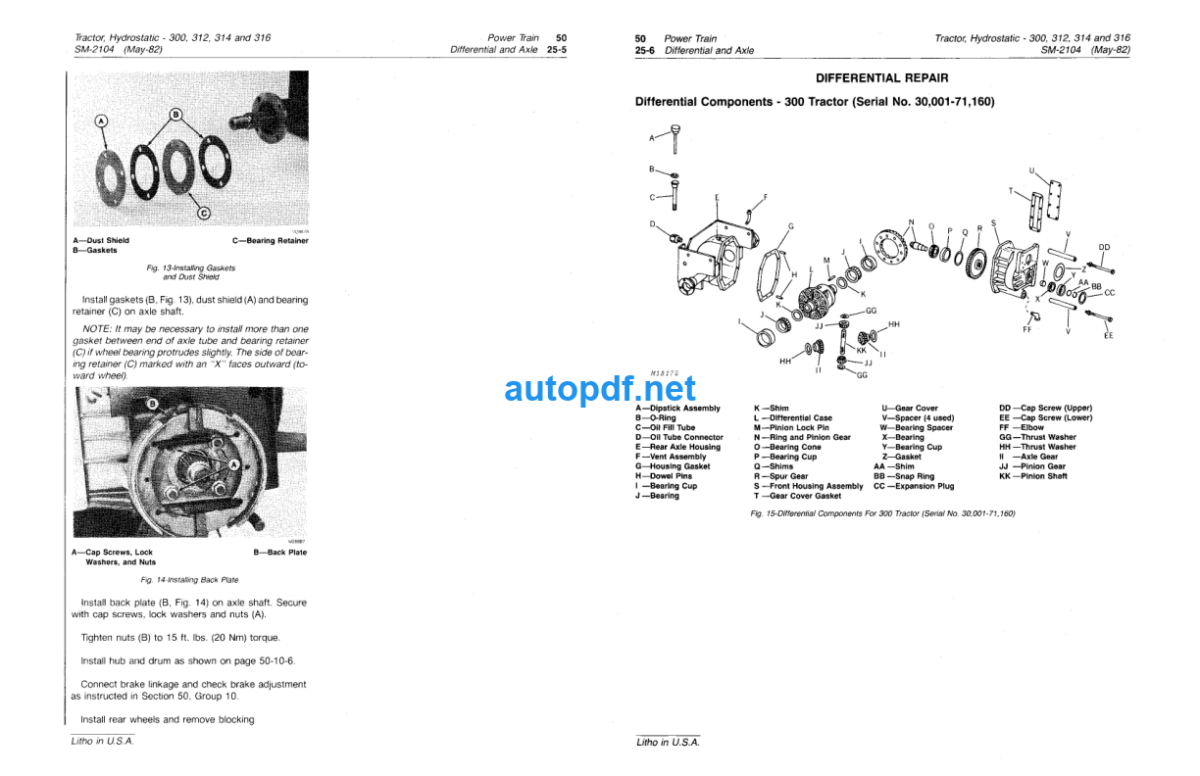 300, 312, 314 and 316 Hydrostatic Tractors Service Manual (SM2104)