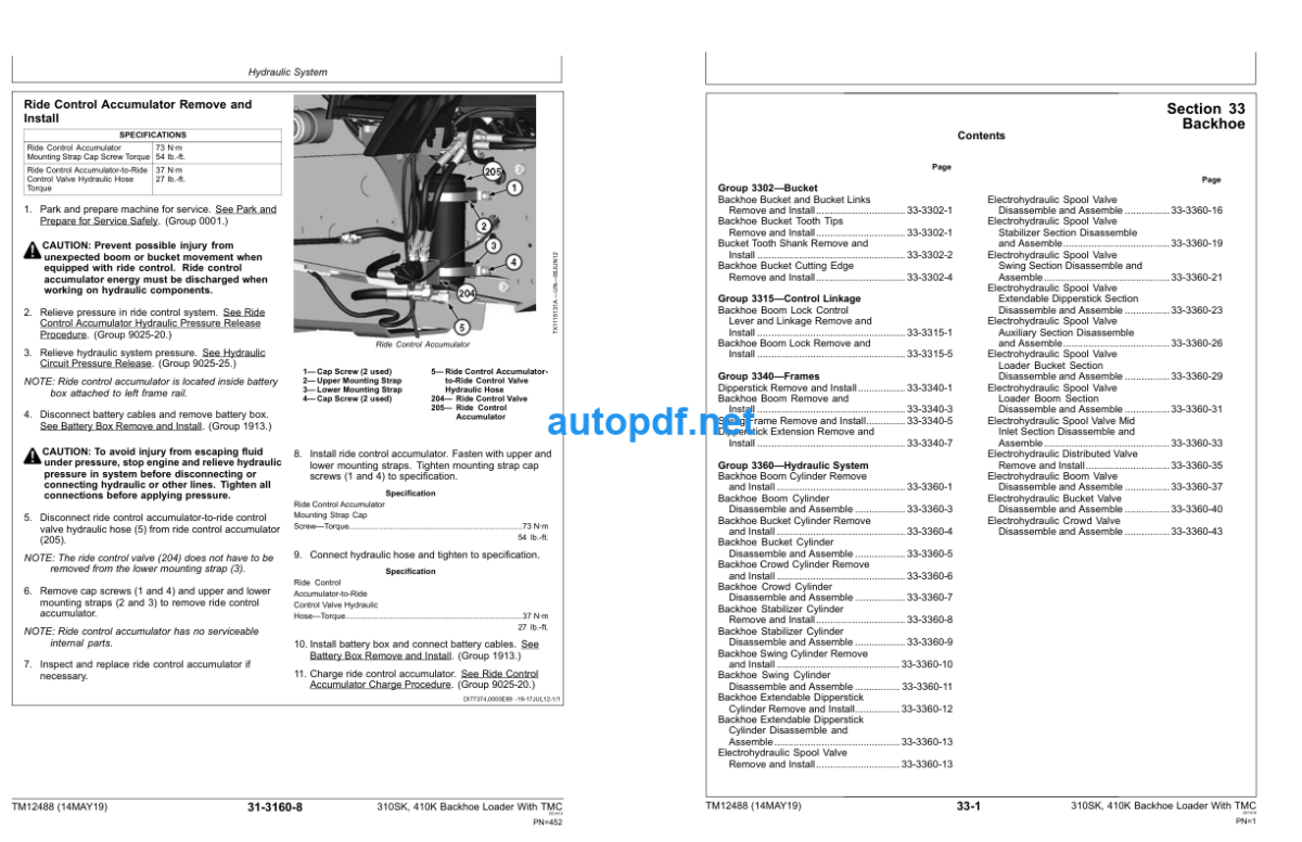 310SK 410K Backhoe Loaders With TMC Repair Technical Manual (TM12488)