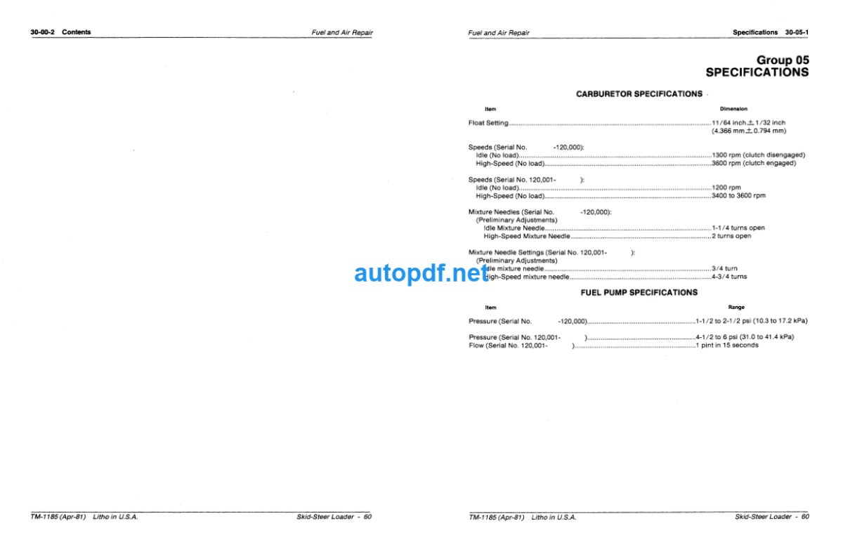 60 Skid-Steer Loader Technical Manual (TM1185)