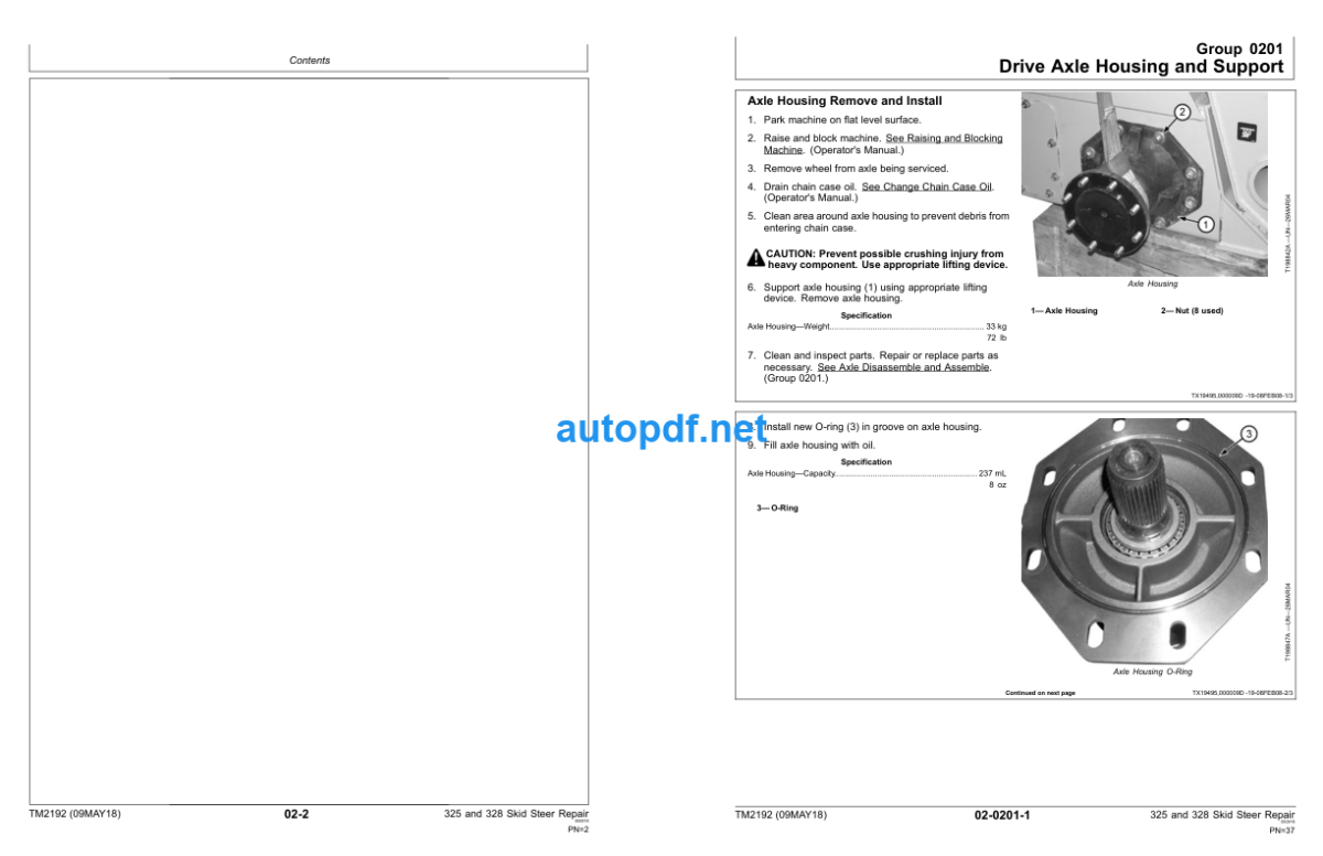 325 and 328 Skid Steer Repair Technical Manual (TM2192)