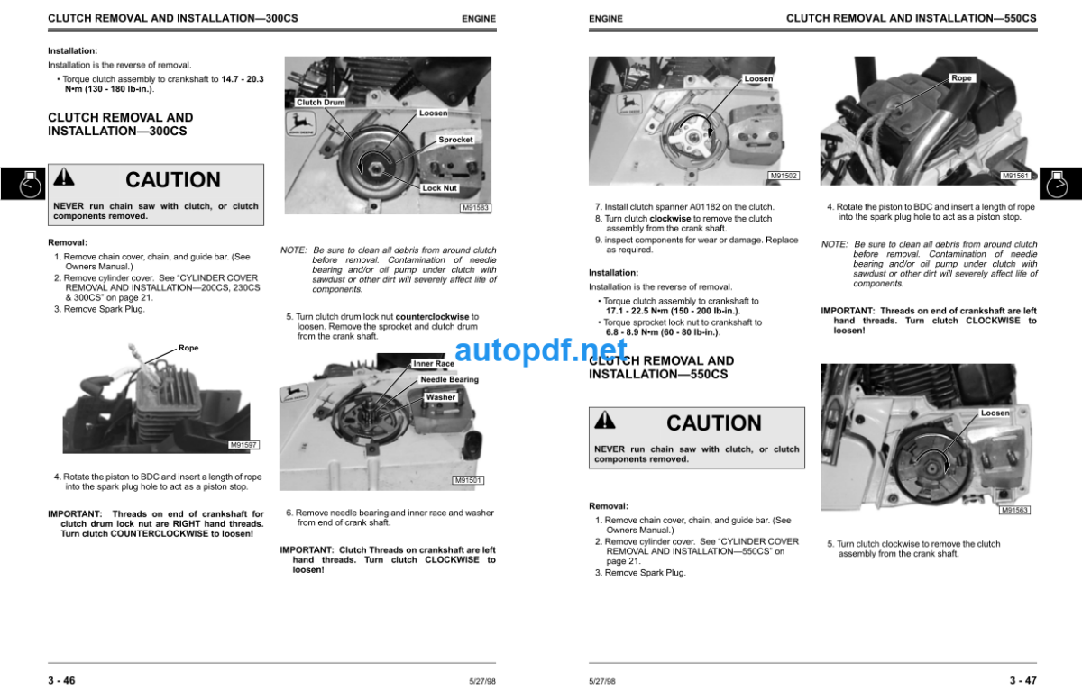 200CS 230CS 300CS 550CS Chainsaws Technical Manual (TM1750)