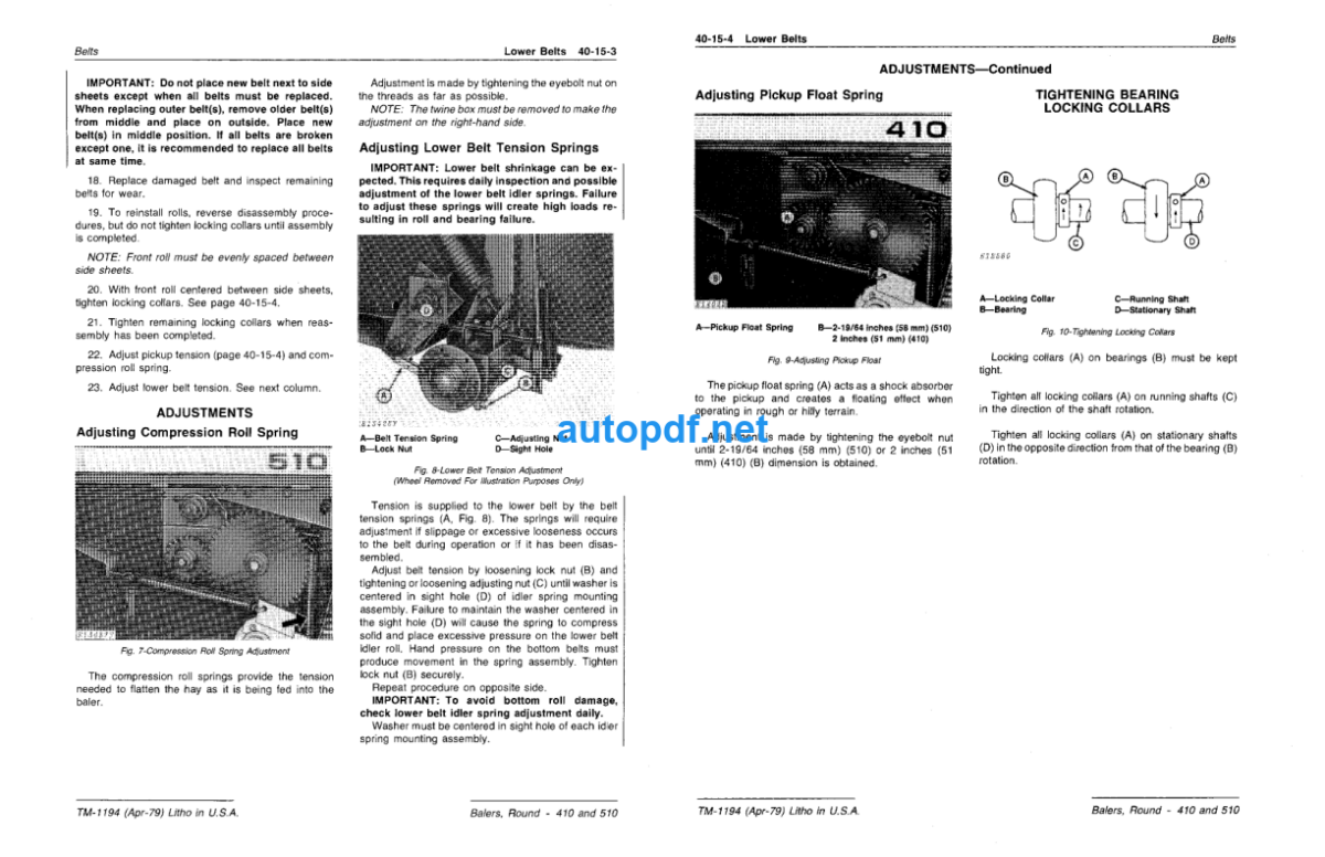 410 and 510 Round Balers Technical Manual (TM1194)