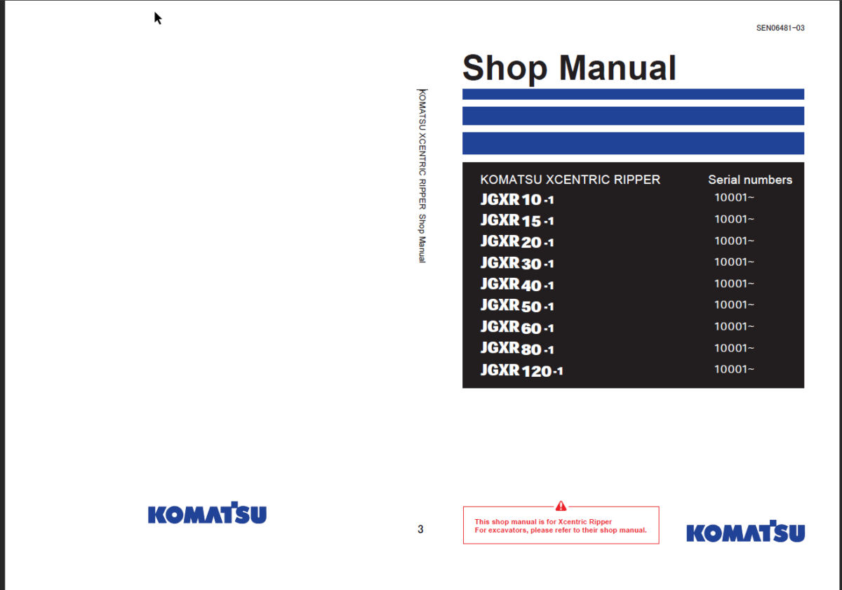 (SEN06481-03) JGXR10-1 JGXR15-1 JGXR20-1 JGXR30-1 JGXR40-1 JGXR50-1 JGXR60-1 JGXR80-1 JGXR120-1 Shop Manual