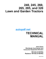 240 245 260 265 285 and 320 Lawn and Garden Tractors Technical Manual (TM1426)