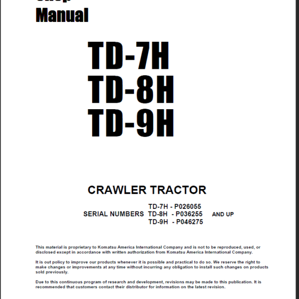 TD-7HTD-8HTD-9H Shop Manual