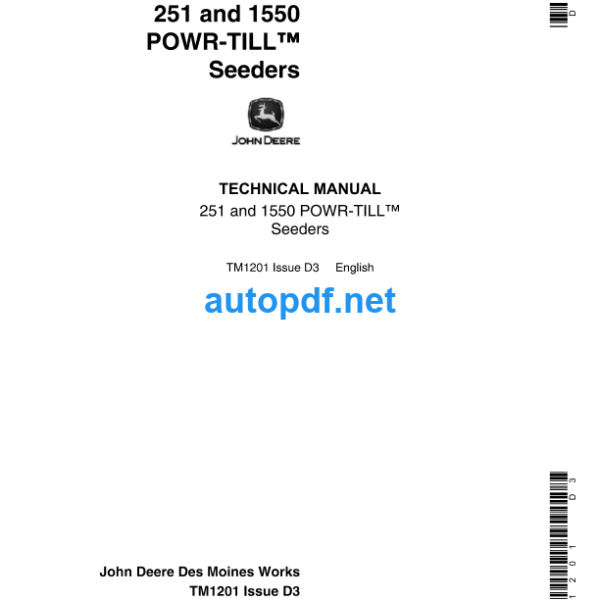 251 and 1550 POWR-TILL Seeders Technical Manual (TM1201)