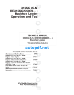 315SG Backhoe Loader Operation and Test Technical Manual