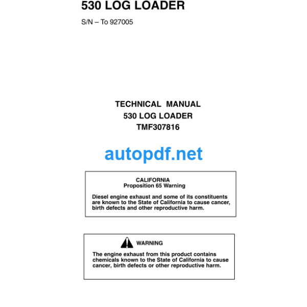 530 Log Loader Technical Manual (TMF307816)