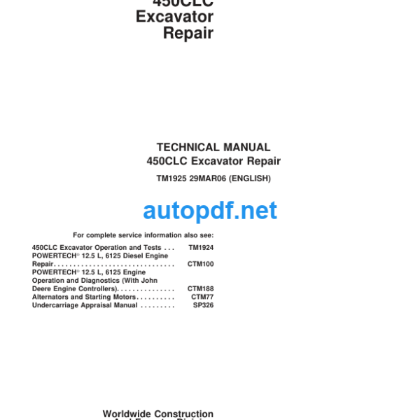 450CLC Excavator Repair Technical Manual TM1925 29MAR06