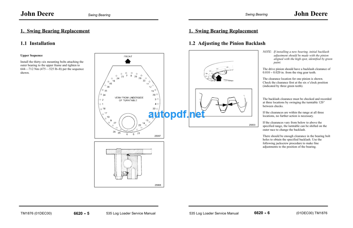 535 Log Loader Service Manual (TM1876)