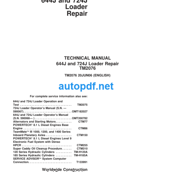 644J and 724J Loader Repair Technical Manual