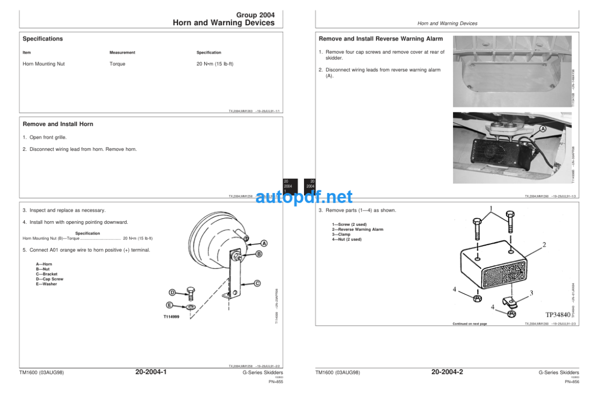 ohn 540G, 640G, 740G, Skidder and 548G, 648G, 748G Grapple Skidder Repair Technical Manual