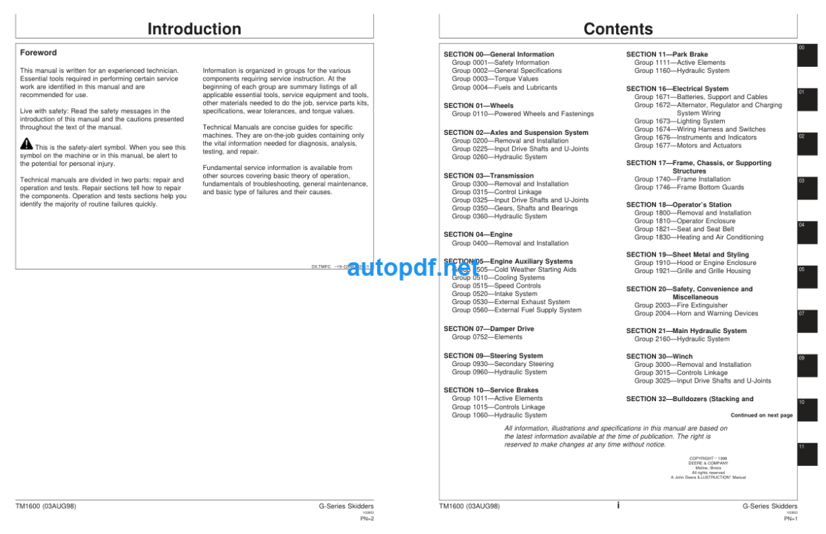 ohn 540G, 640G, 740G, Skidder and 548G, 648G, 748G Grapple Skidder Repair Technical Manual