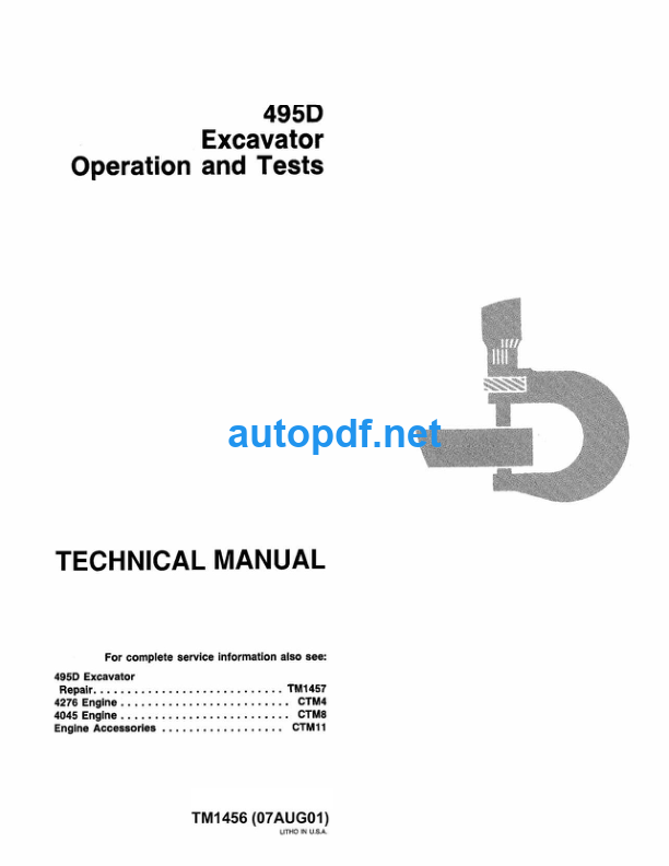 495D Excavator Operation and Test Technical Manual (TM1456)