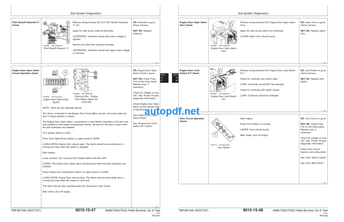 608S 703G 753G Feller Buncher Technical Manual (Operation & Test)