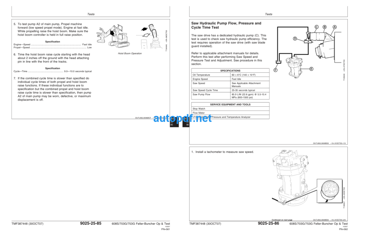 608S 703G 753G Feller Buncher Technical Manual (Operation & Test)