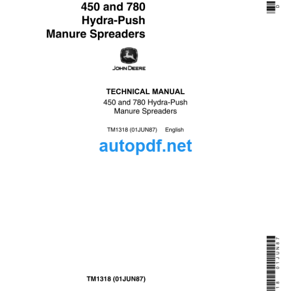 450 and 780 Hydra-Push Manure Spreaders Technical Manual (TM1318)