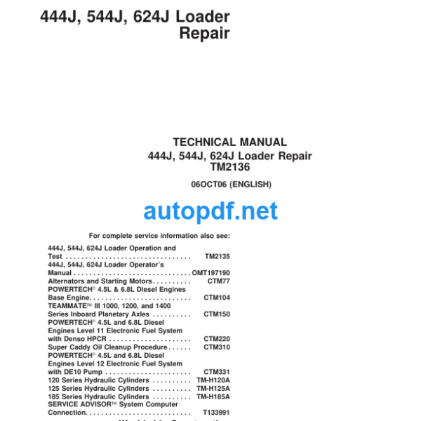 444J, 544J, 624J Loader Repair Technical Manual