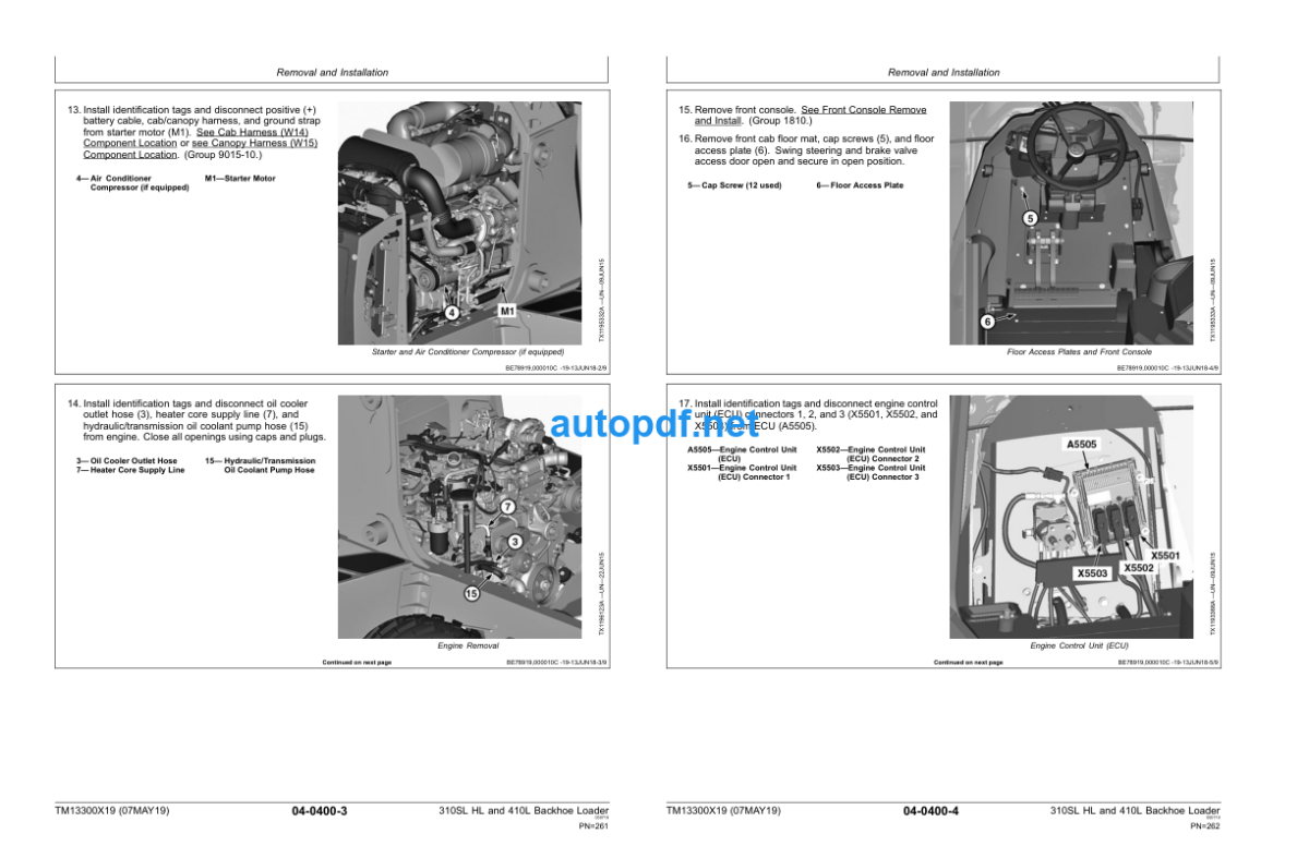 310SL HL and 410L Backhoe Loader Repair Technical Manual (TM13300X19)