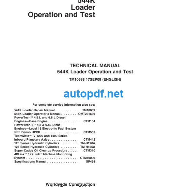 544K Loader Operation and Test Technical Manual